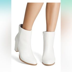 White Chelsea Chunky Block-Heel Ankle Booties
